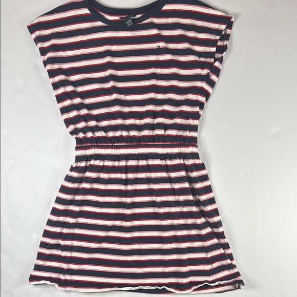 Tommy Hilfiger Girls’‎ Blue and Red Casual Dress with Cap Dolman Sleeves 12/14 - Picture 1 of 3